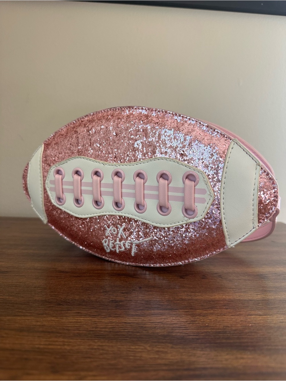 Betsey Johnson Xo Betsey Pink Sequin Football Crossbody / Shoulder Bag